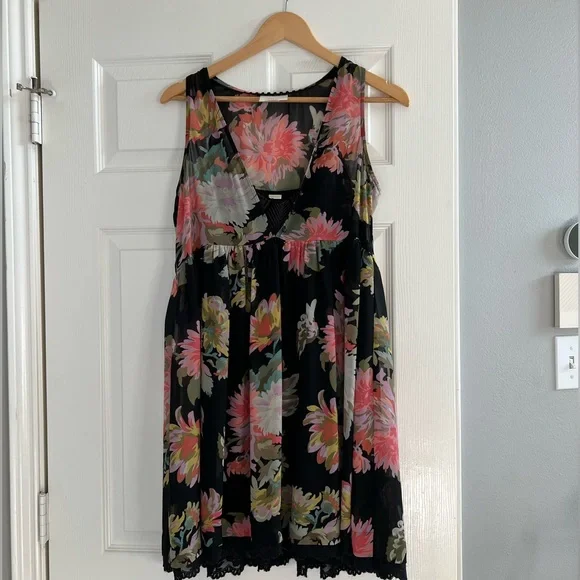 anthropologie maeve black floral dress New Anthropologie Black & Pink Floral